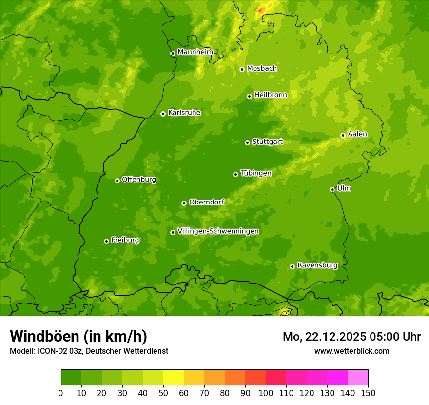 Modellkarten Windgeschwindigkeit