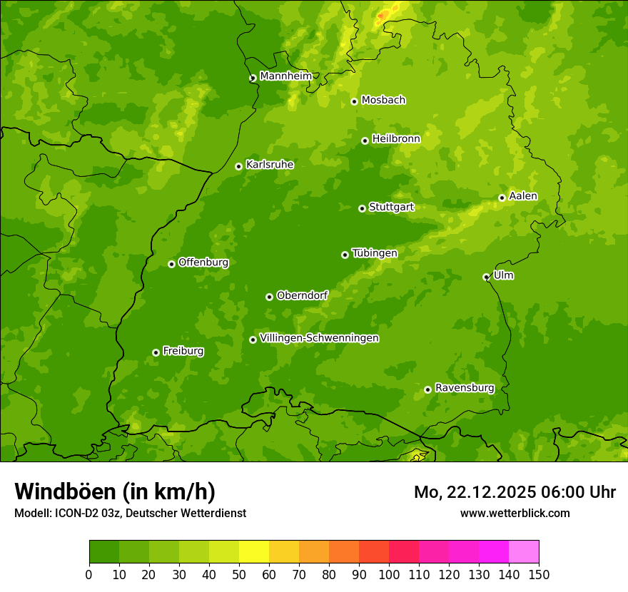 Modellkarten Windgeschwindigkeit