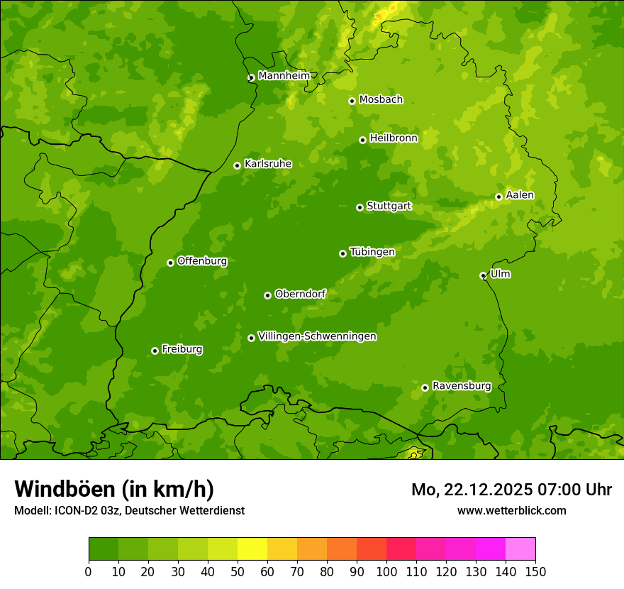 Modellkarten Windgeschwindigkeit