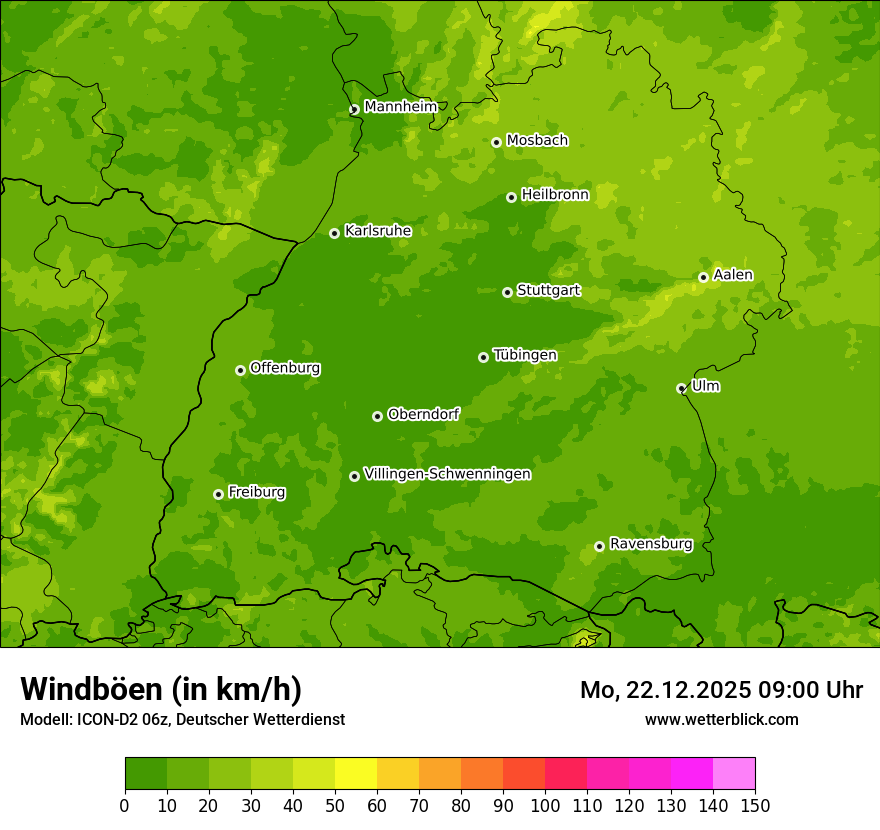 Modellkarten Windgeschwindigkeit