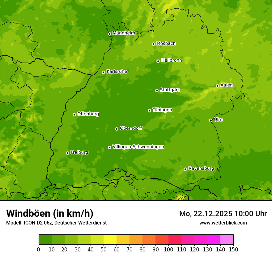 Modellkarten Windgeschwindigkeit