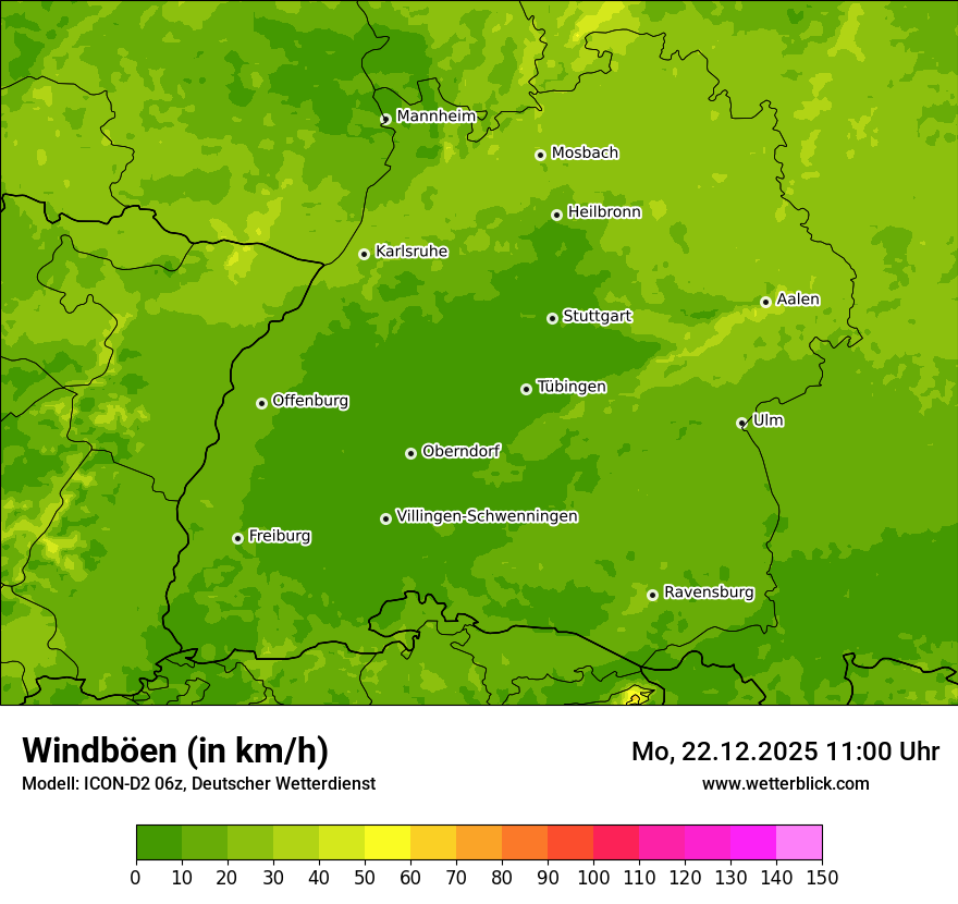 Modellkarten Windgeschwindigkeit