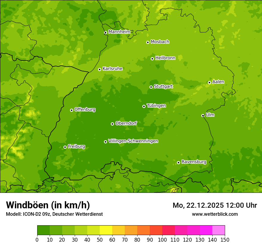 Modellkarten Windgeschwindigkeit