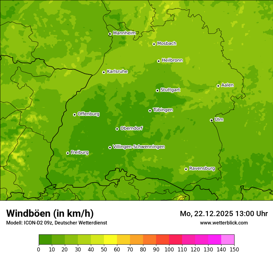 Modellkarten Windgeschwindigkeit