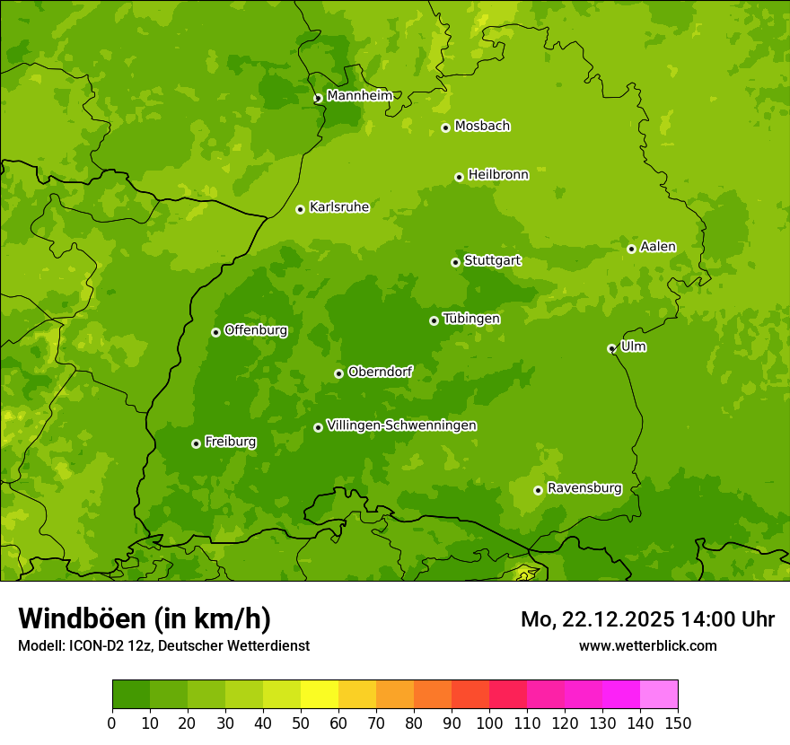 Modellkarten Windgeschwindigkeit