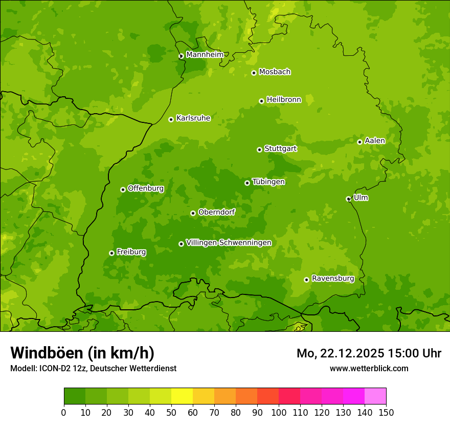 Modellkarten Windgeschwindigkeit
