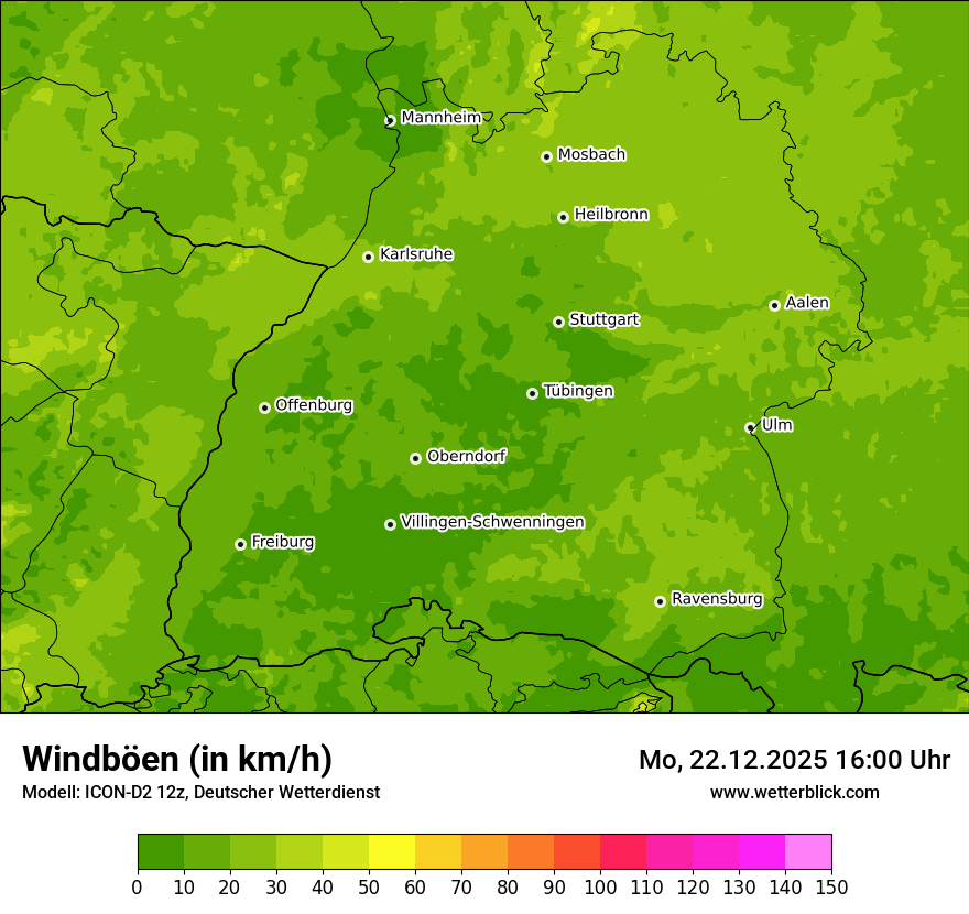 Modellkarten Windgeschwindigkeit