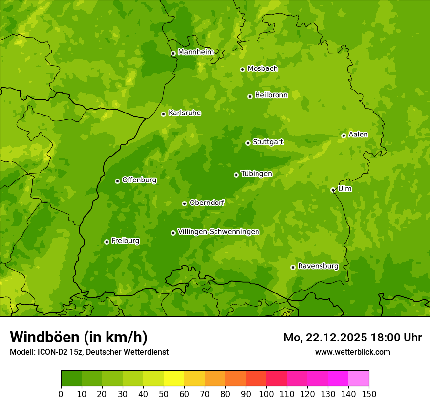 Modellkarten Windgeschwindigkeit