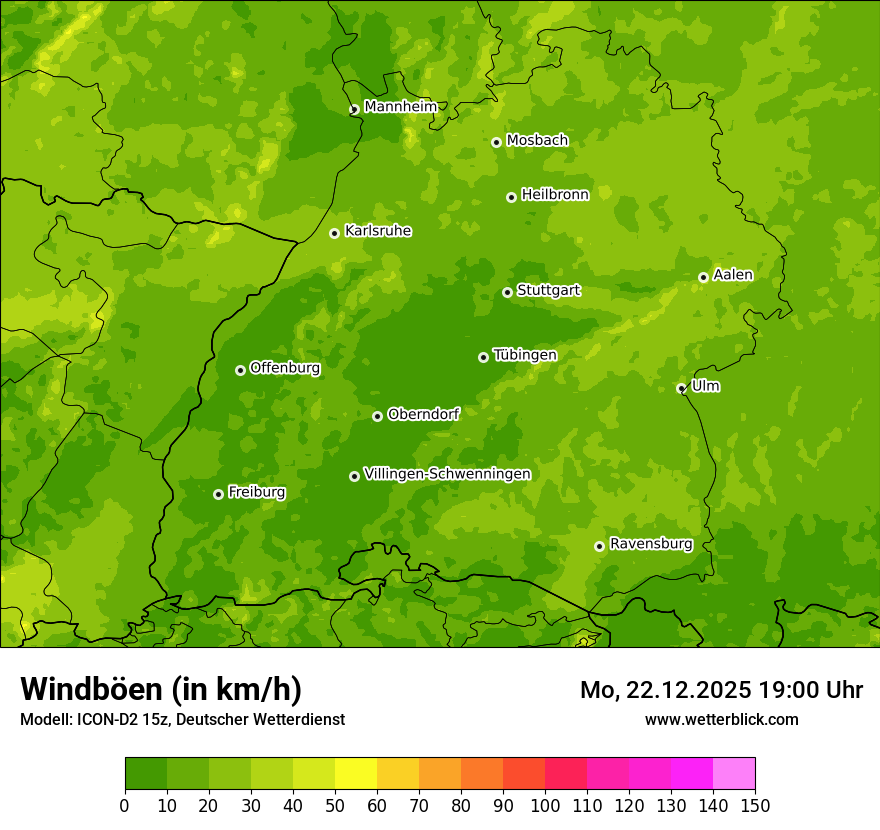 Modellkarten Windgeschwindigkeit