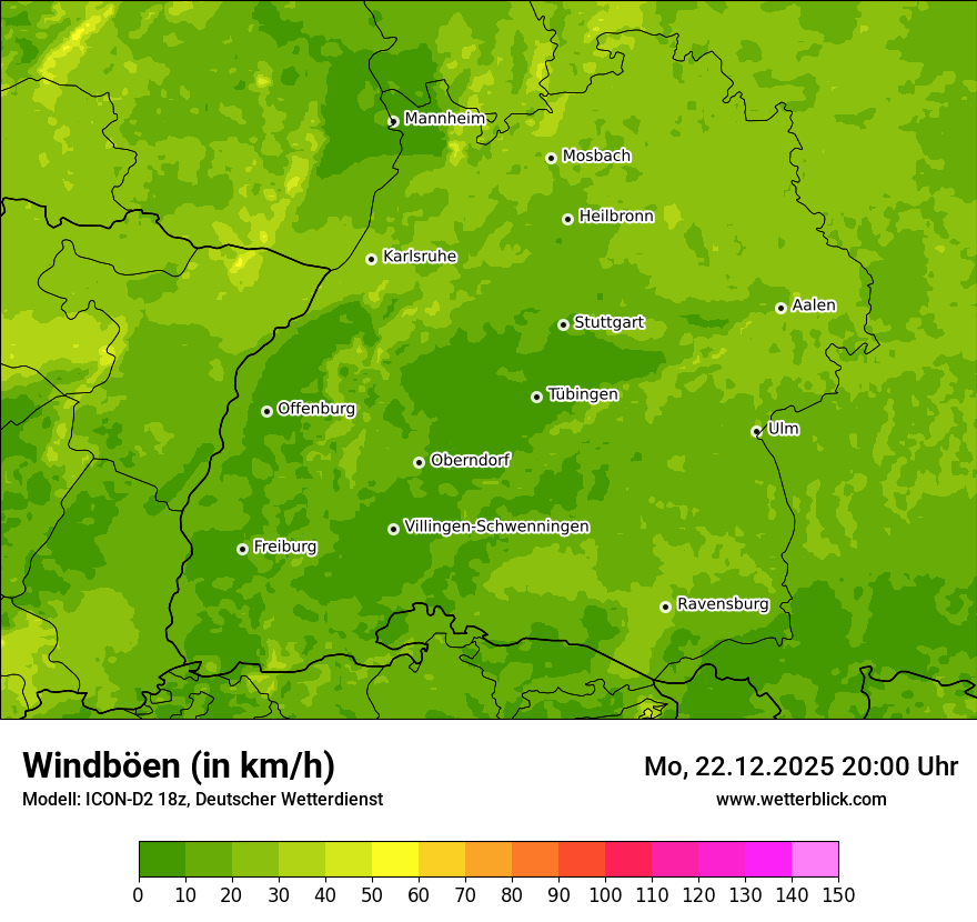Modellkarten Windgeschwindigkeit