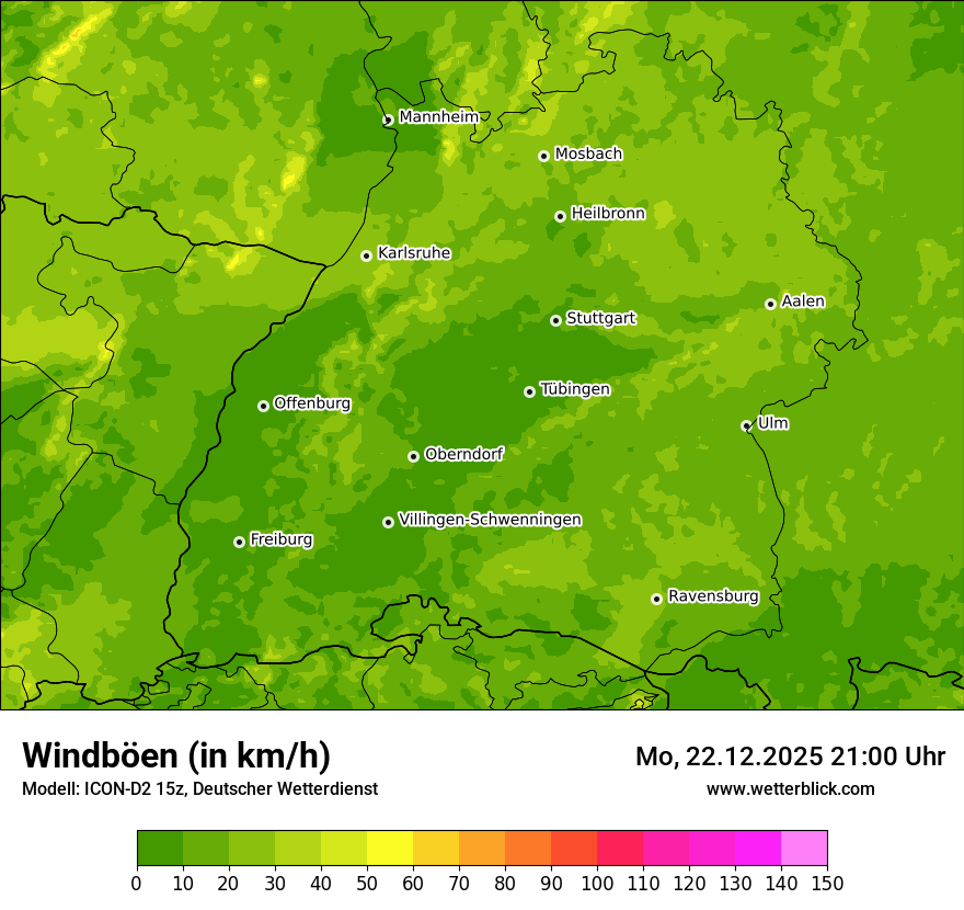 Modellkarten Windgeschwindigkeit