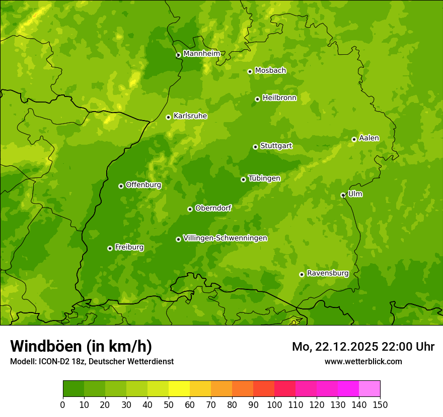 Modellkarten Windgeschwindigkeit