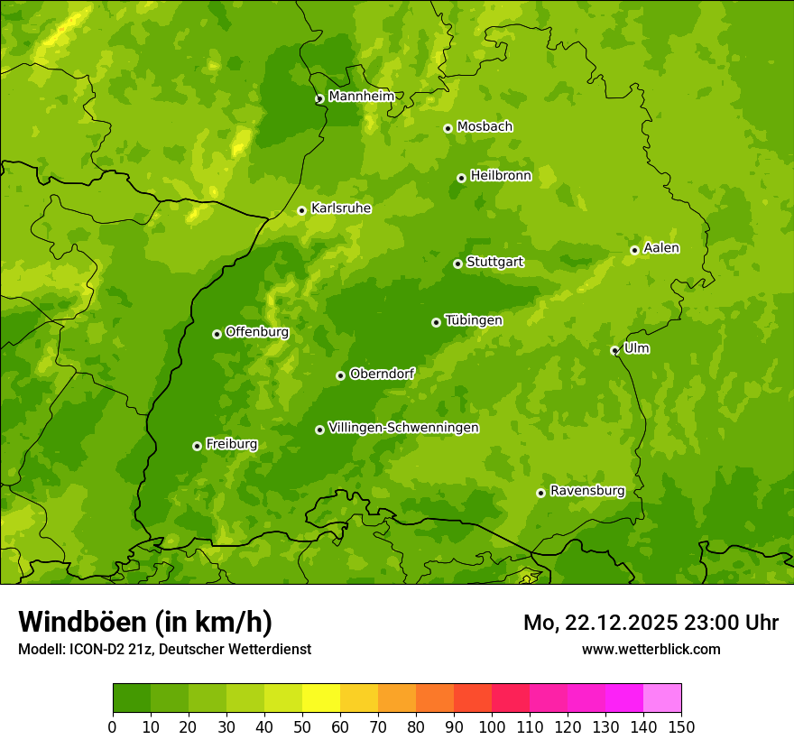 Modellkarten Windgeschwindigkeit