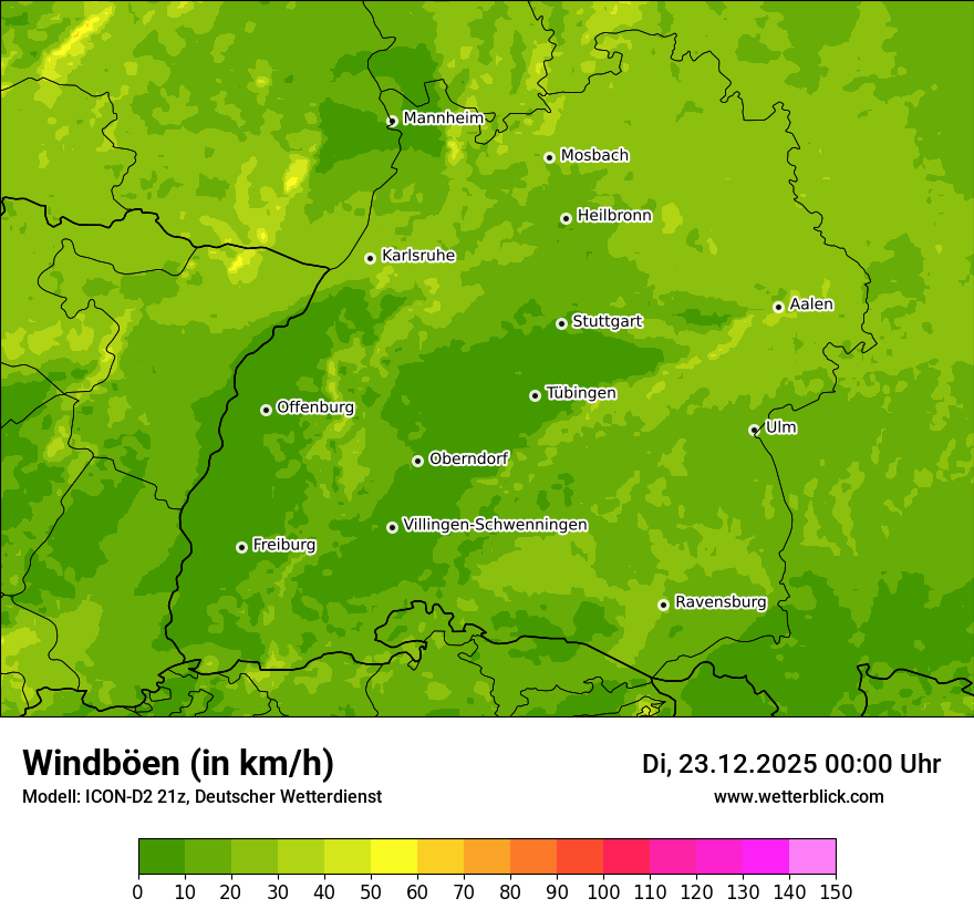 Modellkarten Windgeschwindigkeit