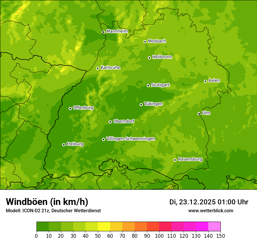 Modellkarten Windgeschwindigkeit