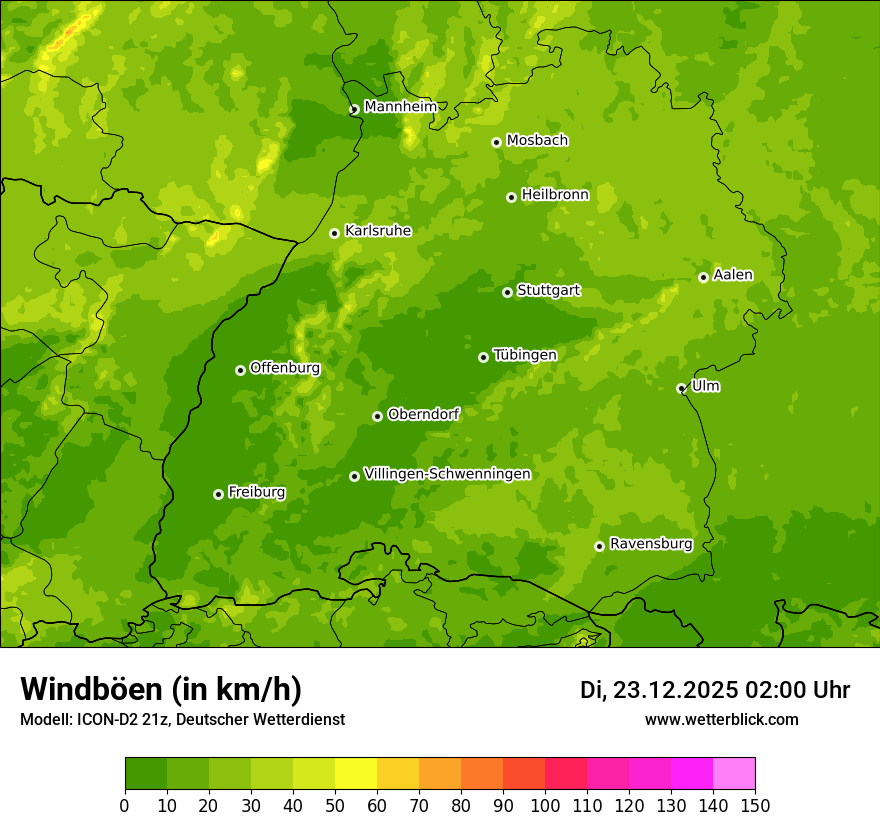 Modellkarten Windgeschwindigkeit