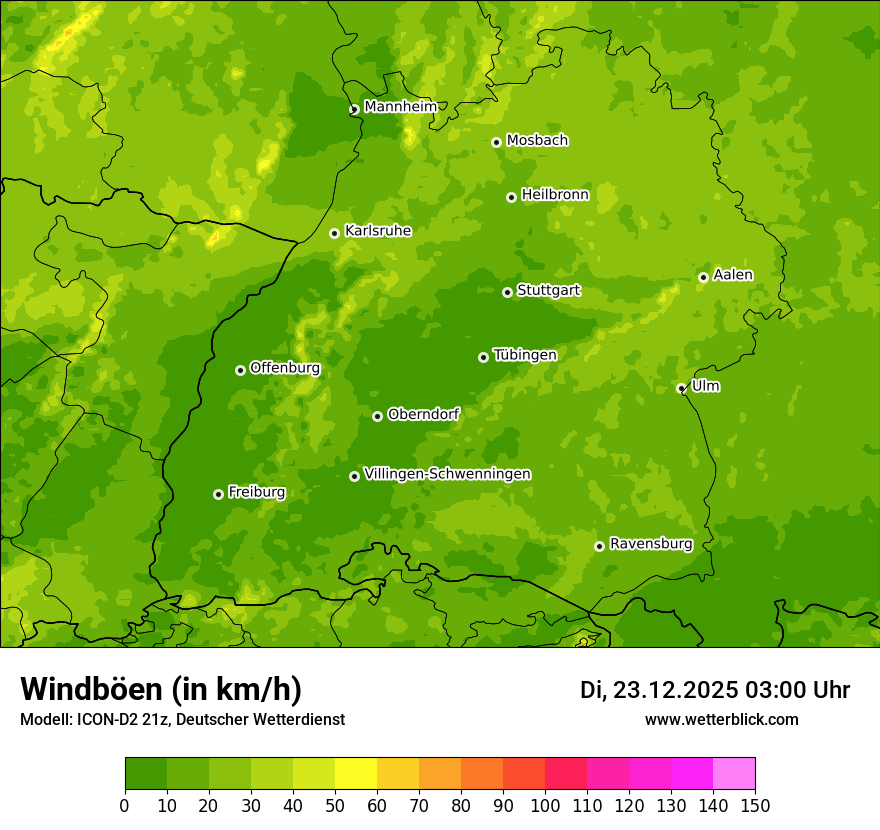 Modellkarten Windgeschwindigkeit