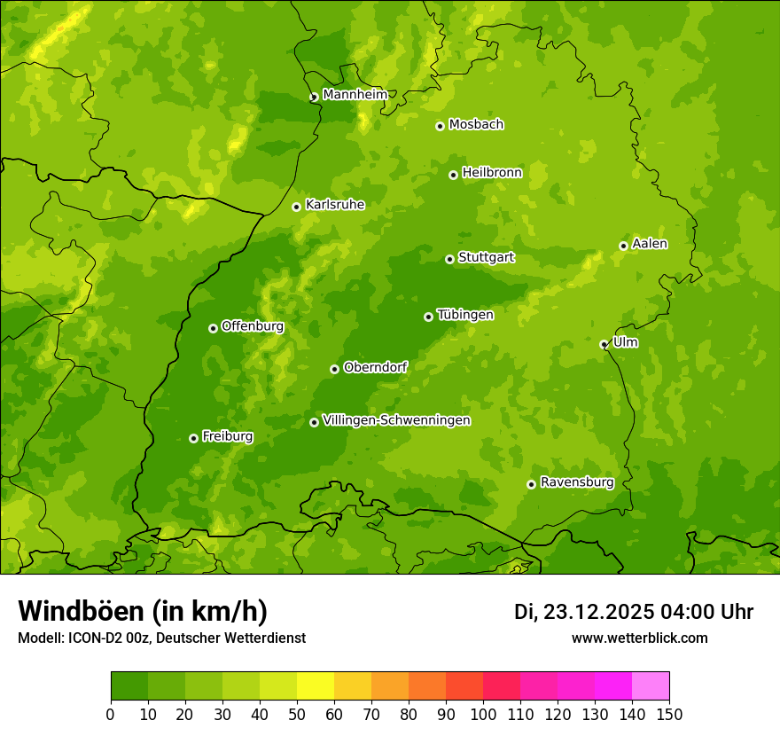 Modellkarten Windgeschwindigkeit