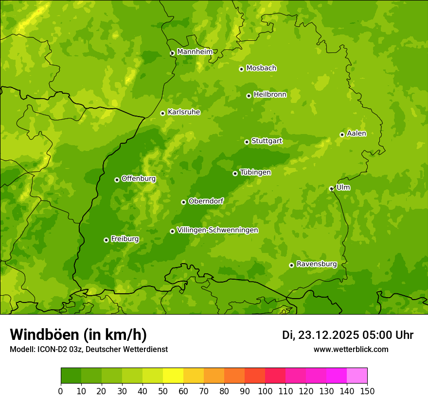 Modellkarten Windgeschwindigkeit
