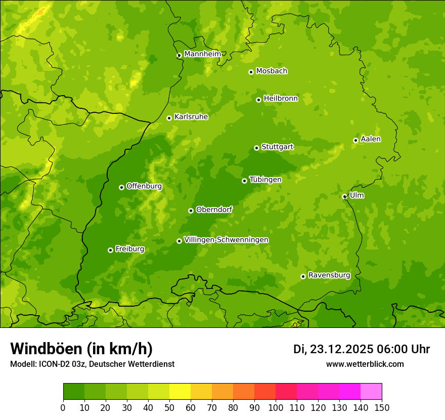 Modellkarten Windgeschwindigkeit