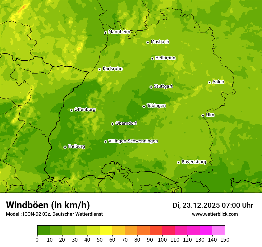Modellkarten Windgeschwindigkeit