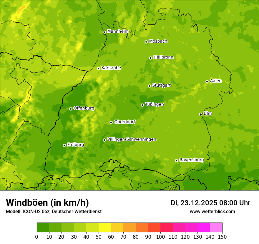 Modellkarten Windgeschwindigkeit