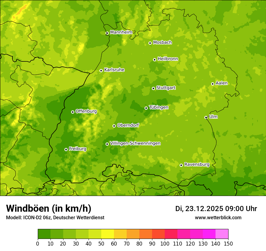 Modellkarten Windgeschwindigkeit