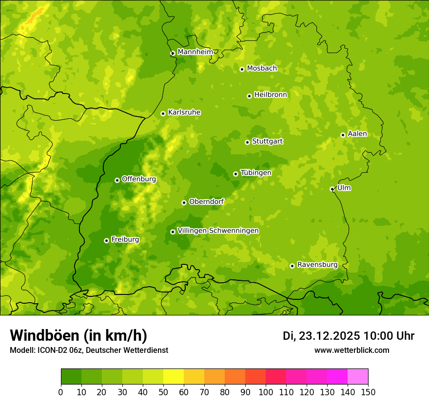 Modellkarten Windgeschwindigkeit