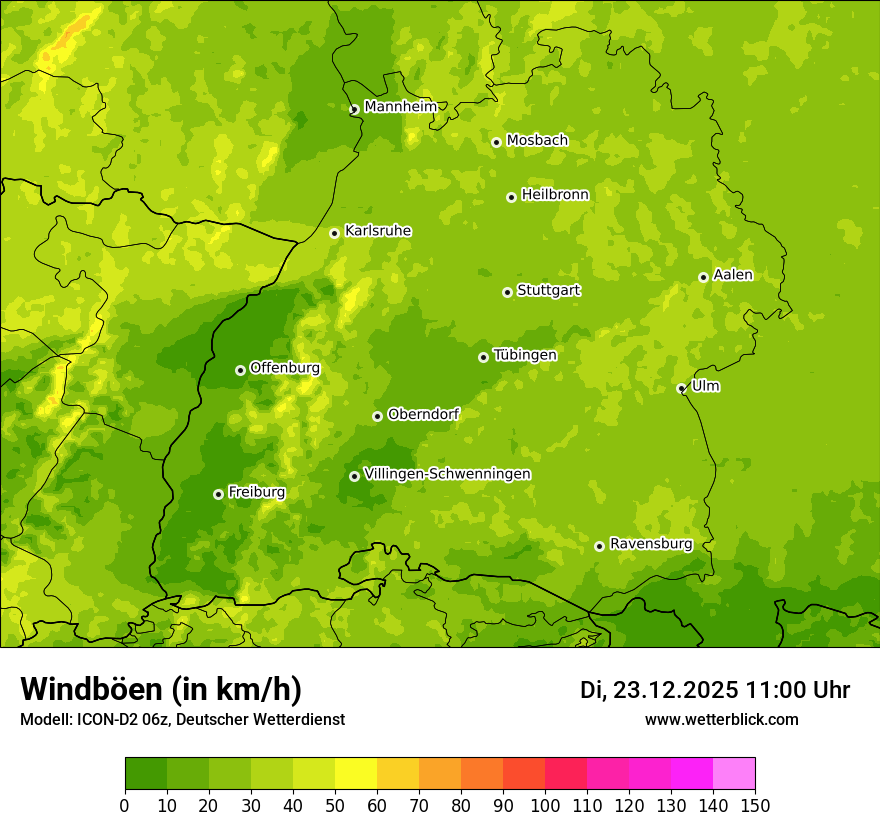 Modellkarten Windgeschwindigkeit