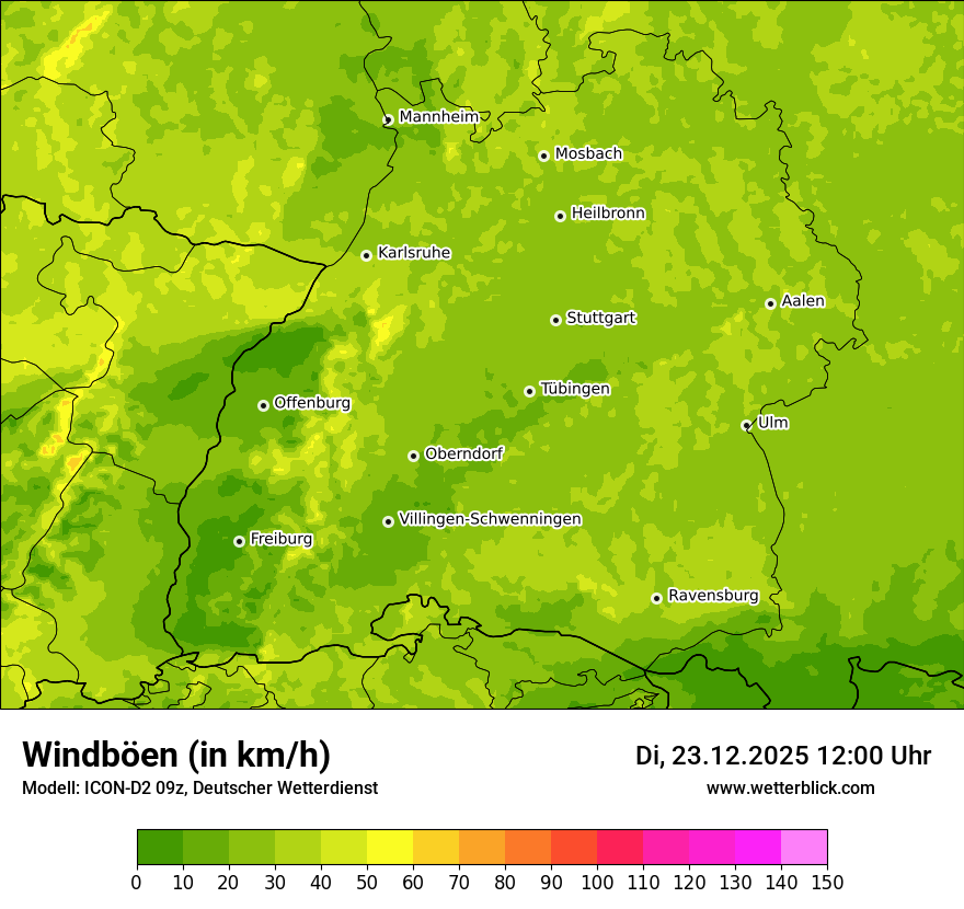 Modellkarten Windgeschwindigkeit