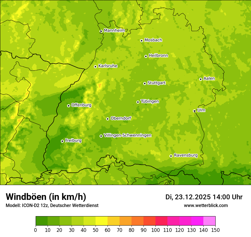 Modellkarten Windgeschwindigkeit