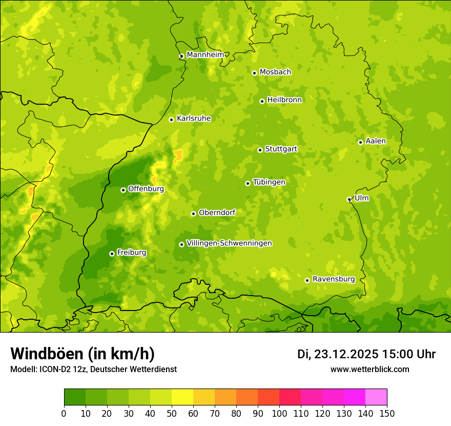 Modellkarten Windgeschwindigkeit