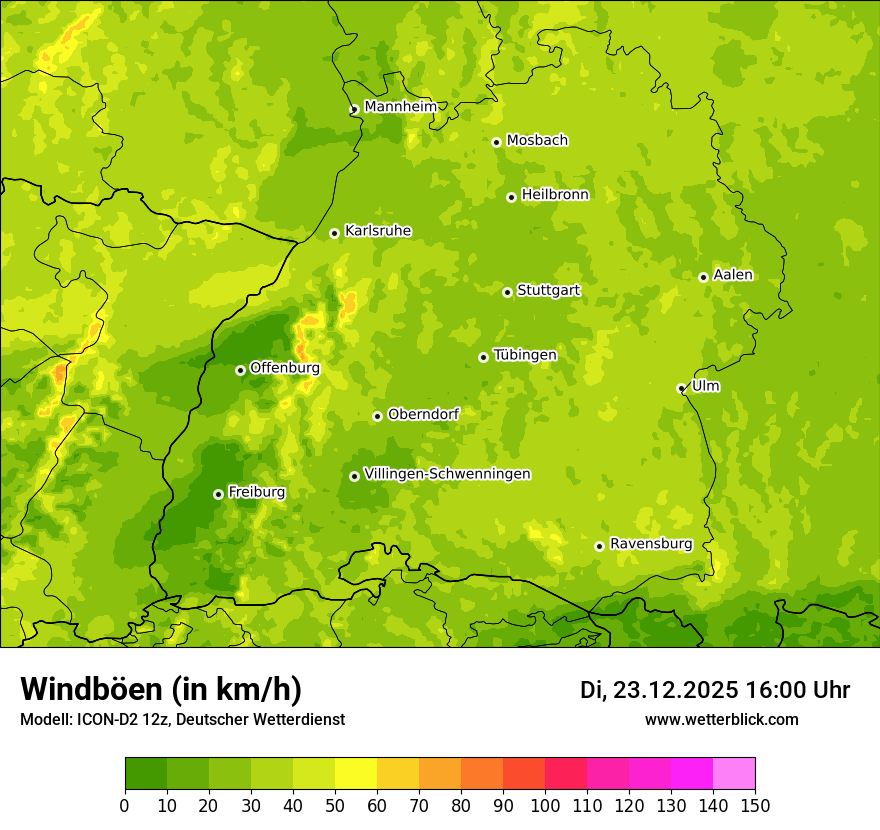 Modellkarten Windgeschwindigkeit