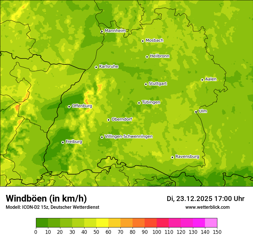 Modellkarten Windgeschwindigkeit
