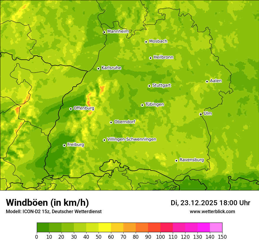 Modellkarten Windgeschwindigkeit