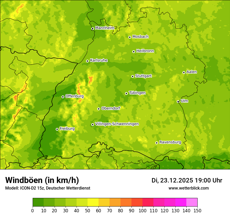 Modellkarten Windgeschwindigkeit