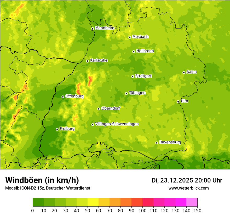 Modellkarten Windgeschwindigkeit