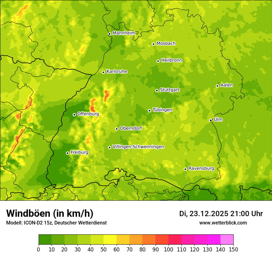 Modellkarten Windgeschwindigkeit