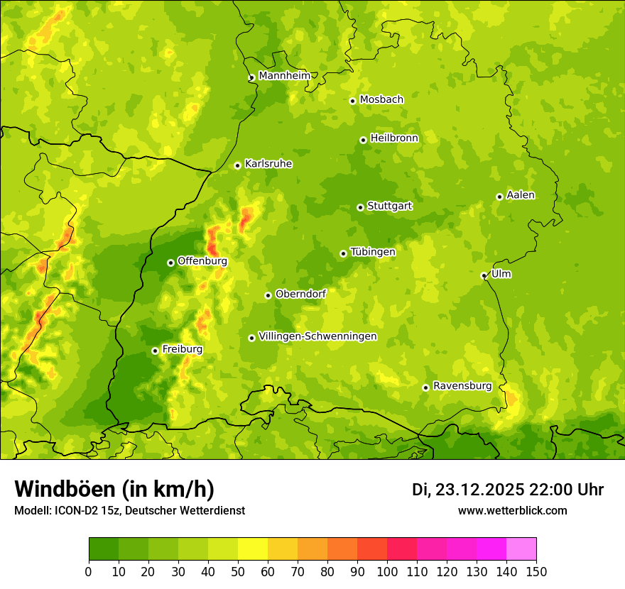 Modellkarten Windgeschwindigkeit