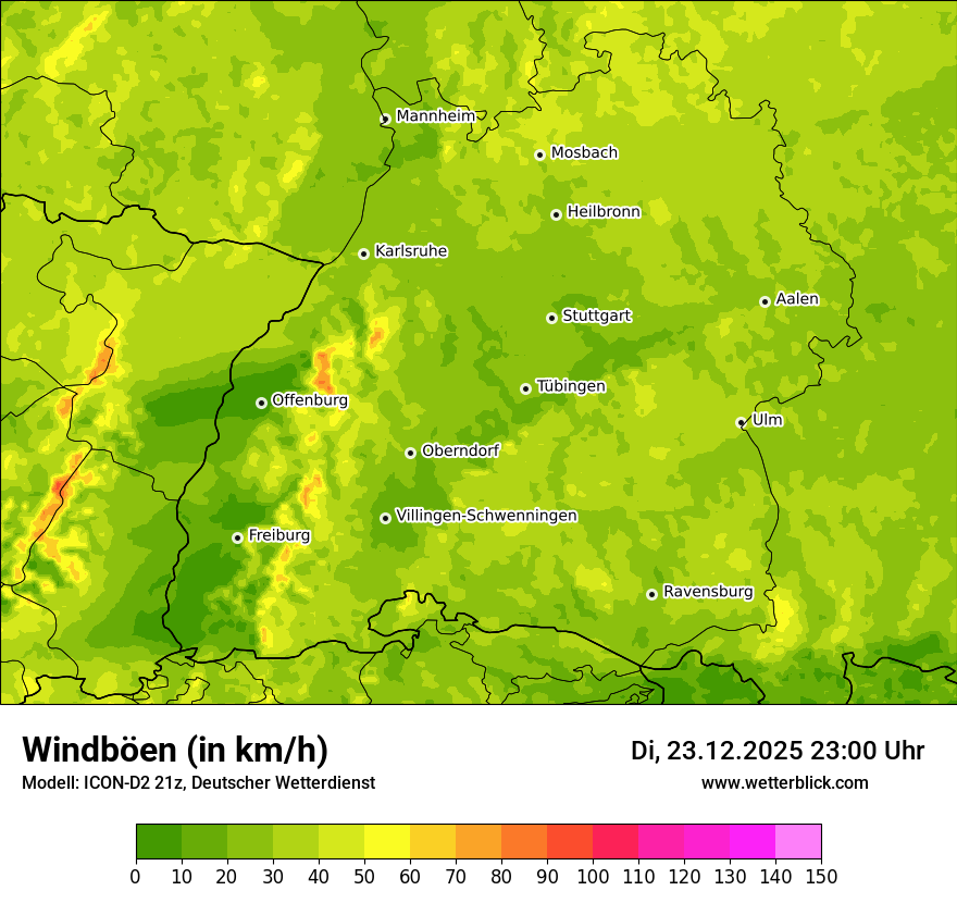 Modellkarten Windgeschwindigkeit