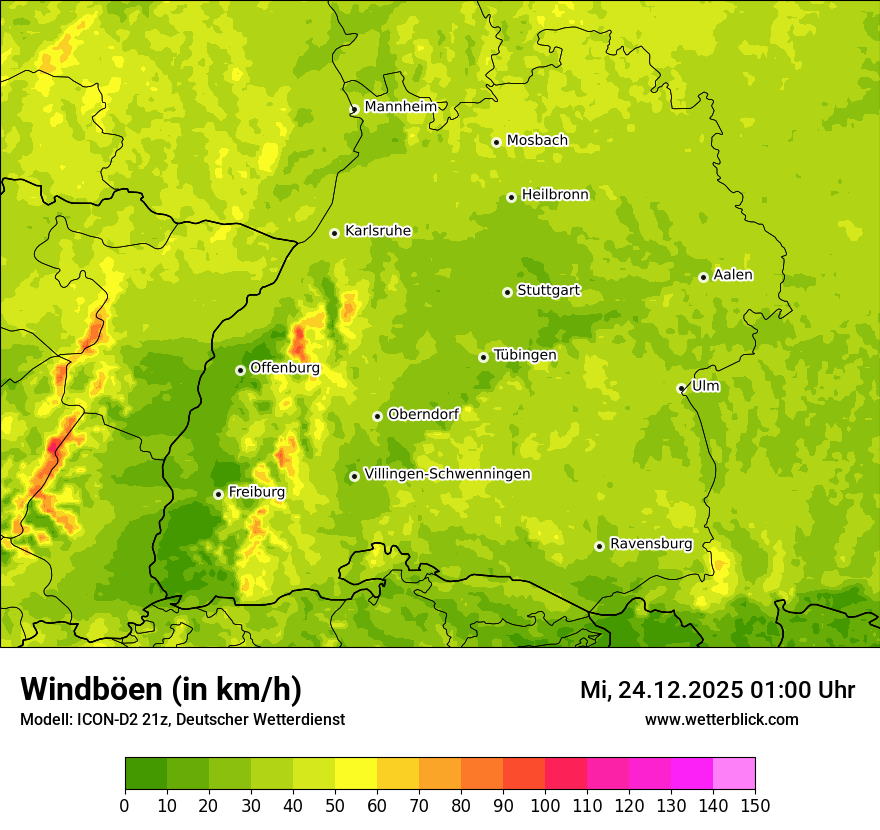 Modellkarten Windgeschwindigkeit