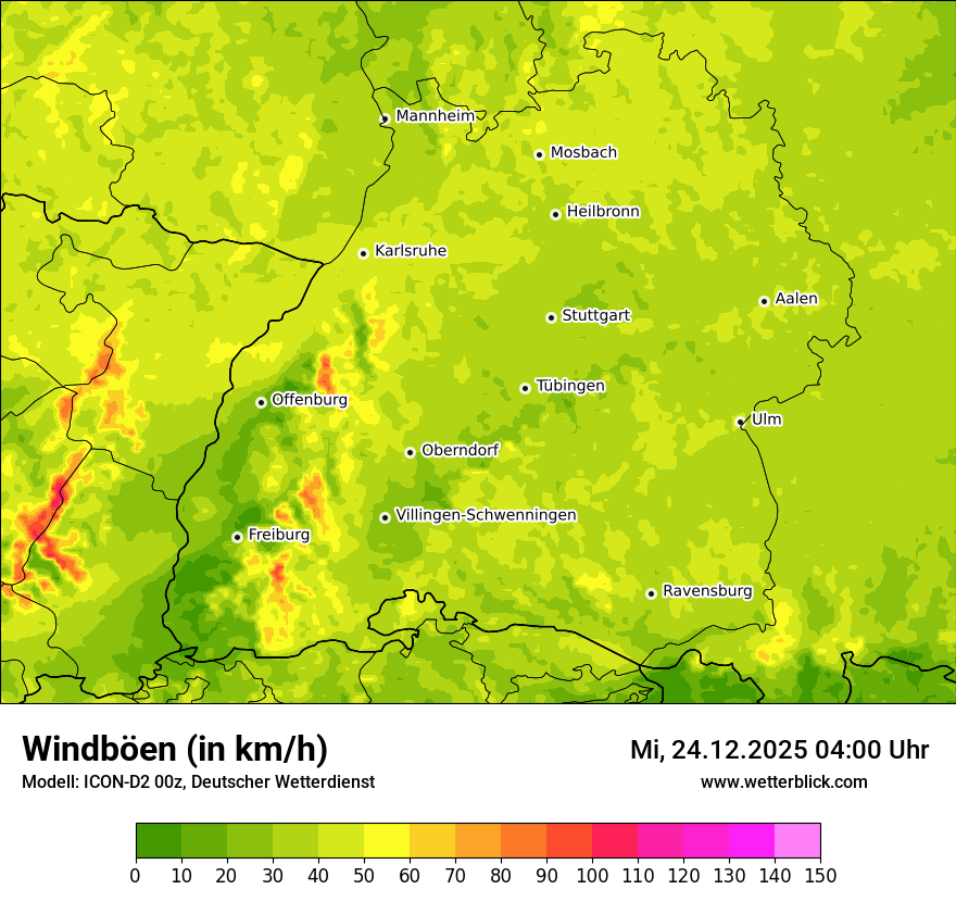 Modellkarten Windgeschwindigkeit