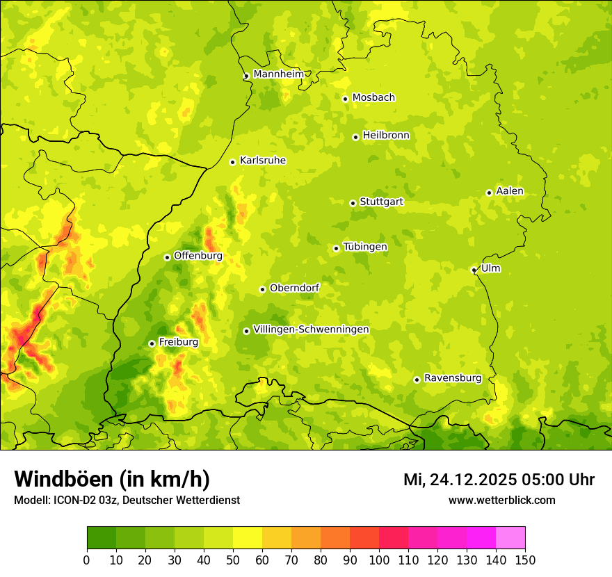 Modellkarten Windgeschwindigkeit