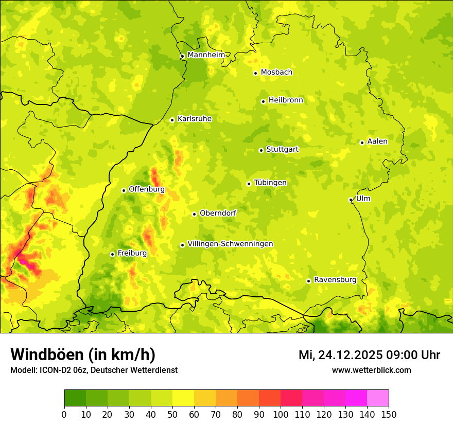 Modellkarten Windgeschwindigkeit