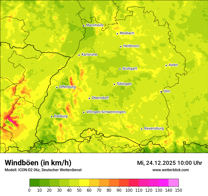 Modellkarten Windgeschwindigkeit
