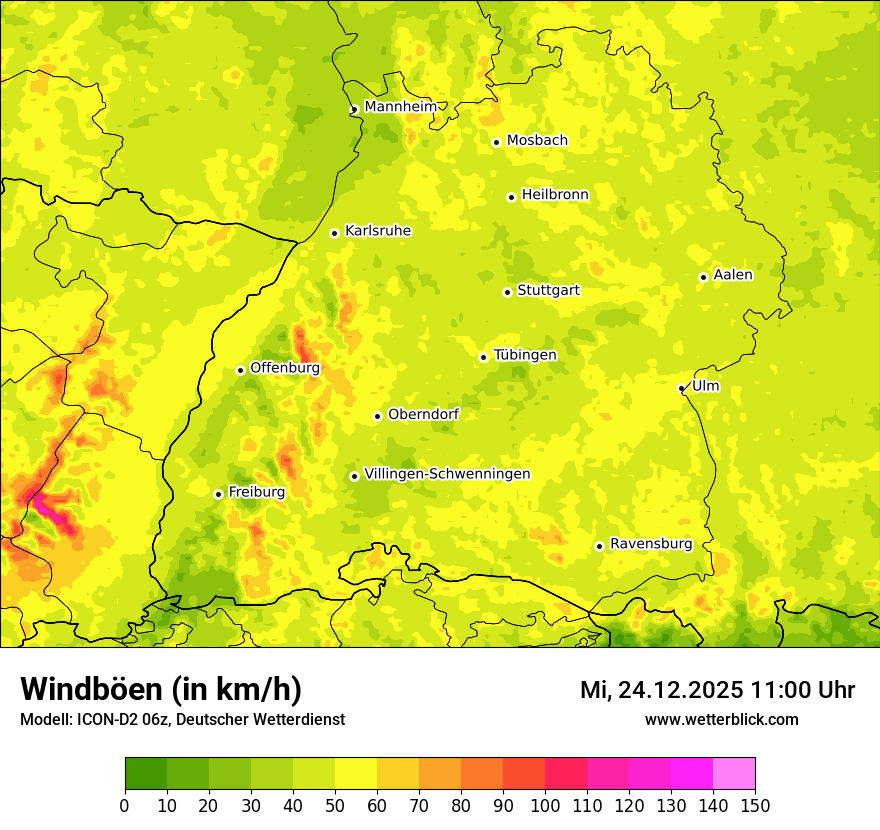 Modellkarten Windgeschwindigkeit