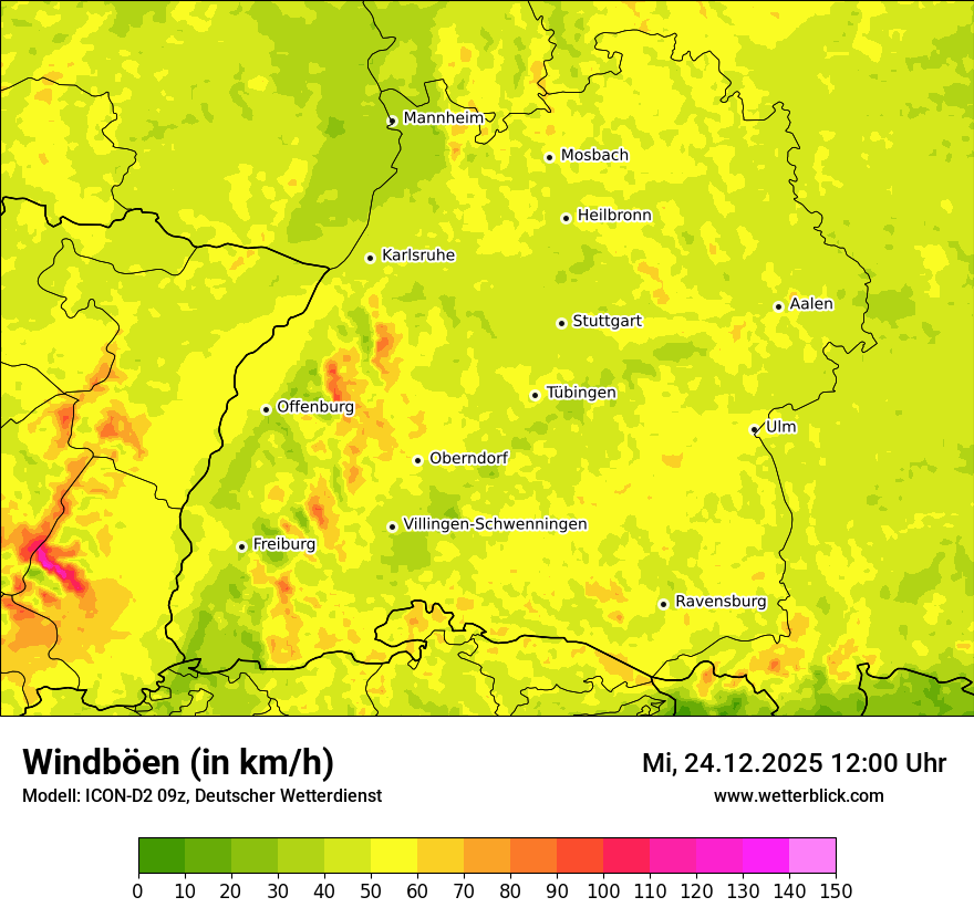 Modellkarten Windgeschwindigkeit