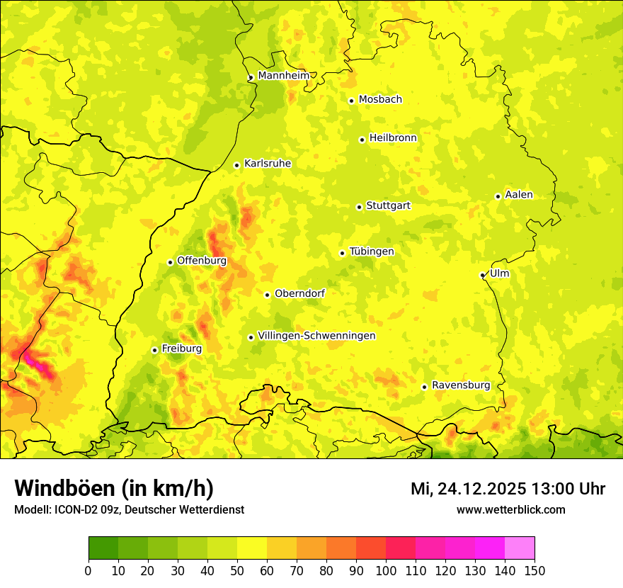 Modellkarten Windgeschwindigkeit