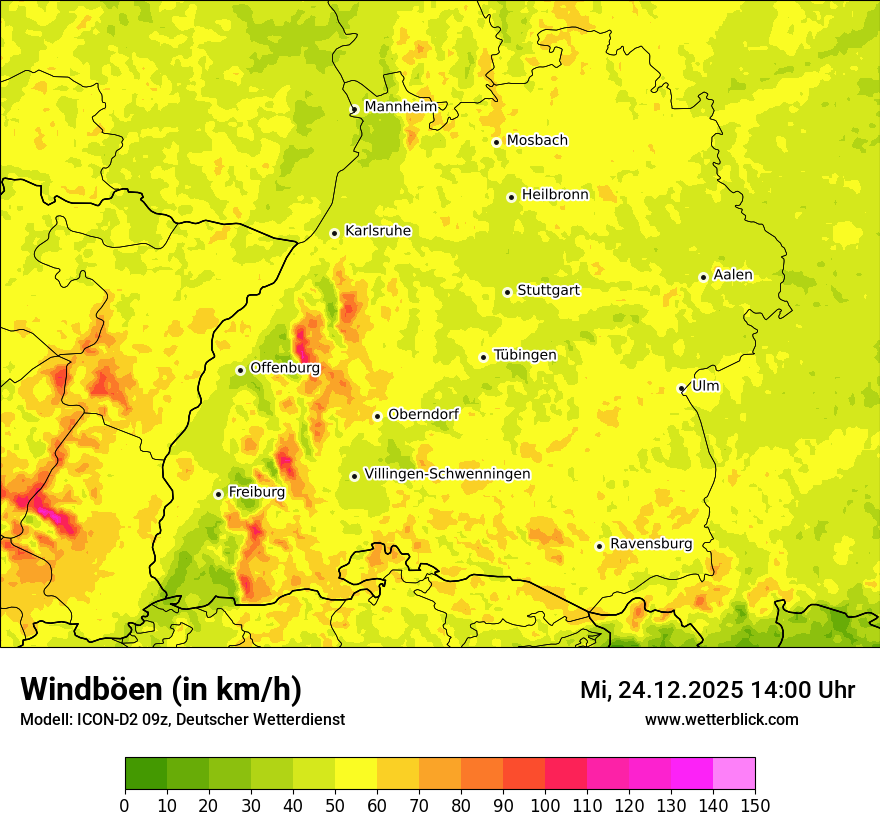 Modellkarten Windgeschwindigkeit