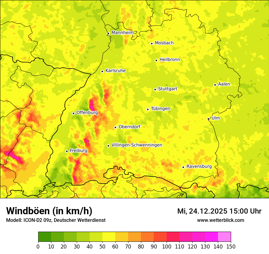 Modellkarten Windgeschwindigkeit